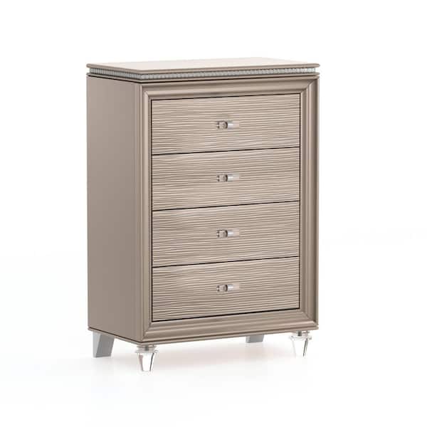Furniture of America Panella 4-Drawer Rose Gold Chest of Drawers (43.5 in. H X 30.13 in. W X 16.5 in. D)