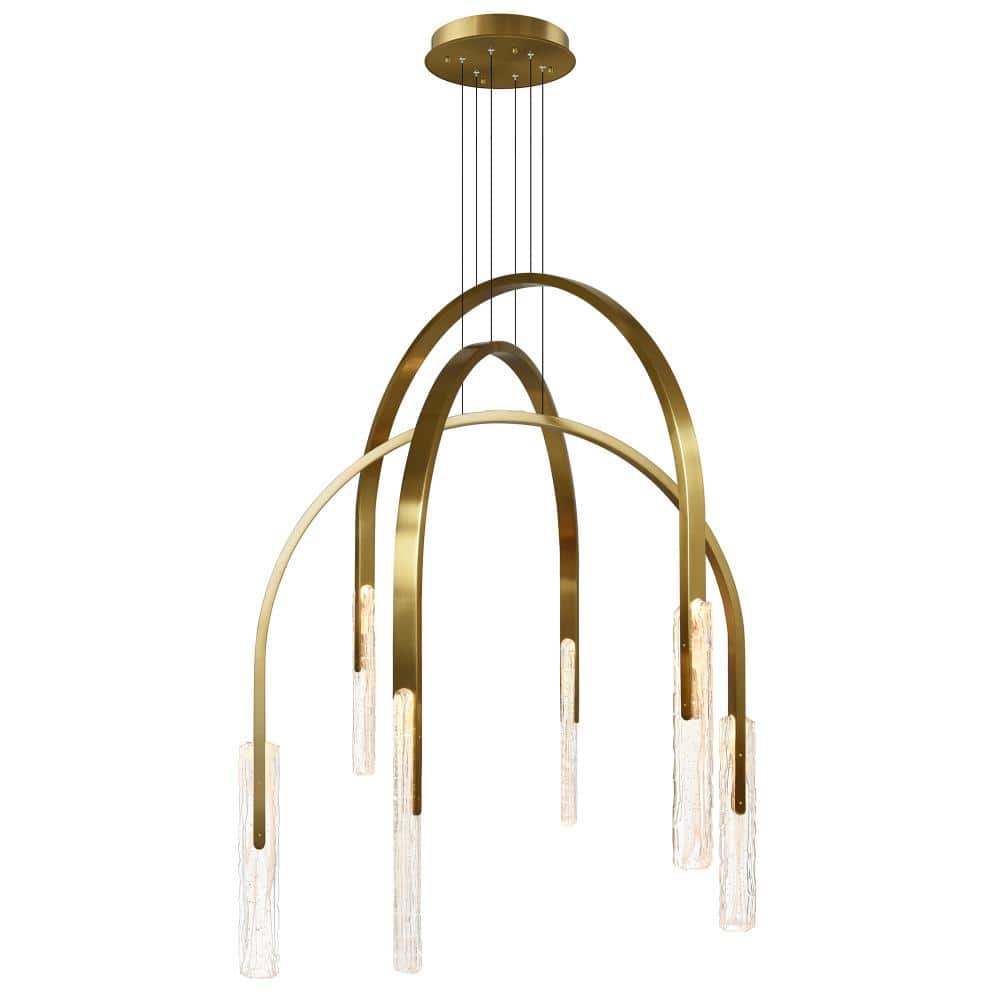 Curva Integrated LED 38in Brass Chandelier with Handcrafted Glass price history on PriceWatchPro
