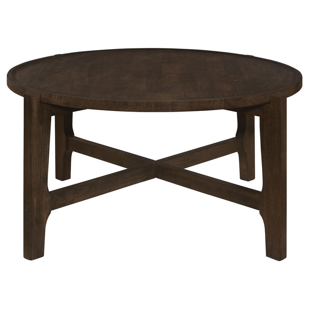 Round Dark Brown Solid Wood Coffee Table