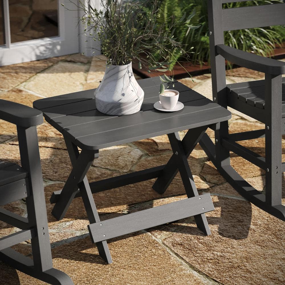 Gray HDPE Folding Adirondack Outdoor Side Table