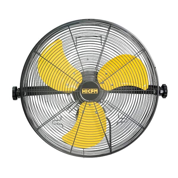 HICFM 18 in. Yellow Wall Mounted Fan, 4600 CFM 3-Speed TEAO Motor, Tilting Metal Fan for Barn, Garage, Workshop