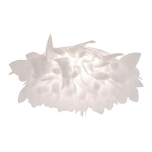 20.86 in. White Modern Flush Mount Ceiling Light with Petal Shape PVC Shade and Selectable Integrated LED light Source