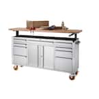 PRO 72 in. 9-Drawer Stainless Steel Workbench with Adjustable Top