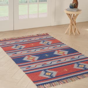 Baja Blue/Red 5 ft. x 7 ft. Tribal Transitional Area Rug