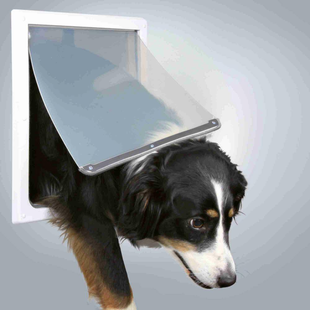 Medium White Metal Lockable Dog Door with Flap