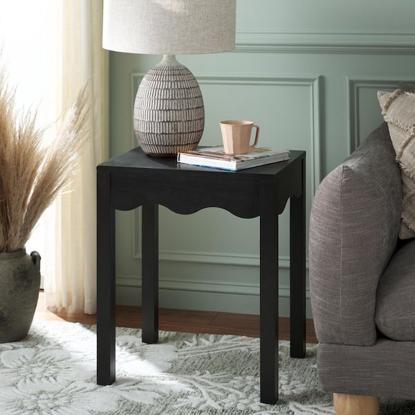 Lilith 19.7 in. Matte Black Wood Square End Table