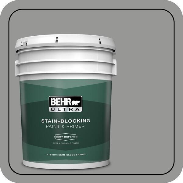 BEHR ULTRA 5 gal. #PPU24-19 Shark Fin Extra Durable Semi-Gloss Enamel Interior Paint & Primer