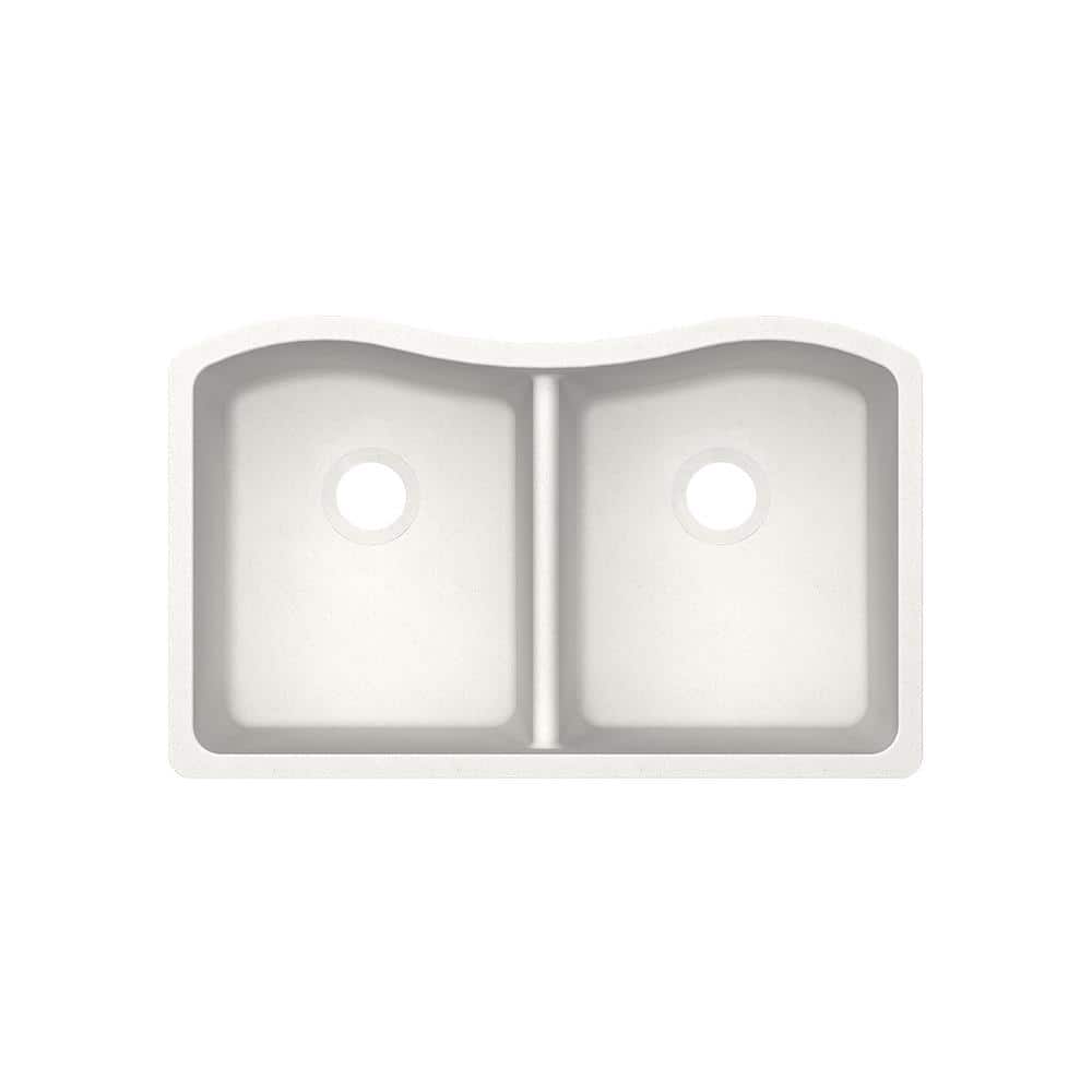 Reviews for 33 in. Undermount Double Bowl 50/50 Quartz Kitchen Sink in