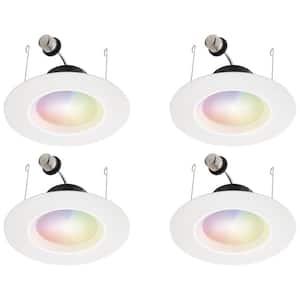 Contractor Select RB 6 in. Smart Tunable CCT and Color Changing Integrated LED Retrofit Recessed Light Trim (4-Pack)