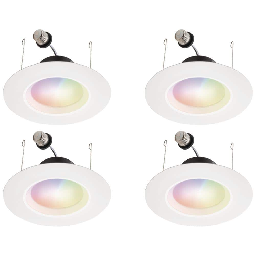 Juno Contractor Select RB 6 in. Smart Tunable CCT and Color Changing Integrated LED Retrofit Recessed Light Trim (4-Pack)