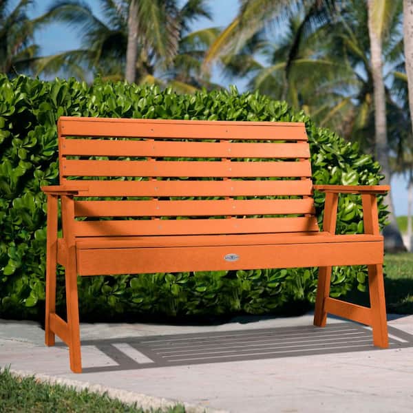 Highwood Riverside 4 ft. 2-Person Citrus Orange Recycled Plastic Garden Bench