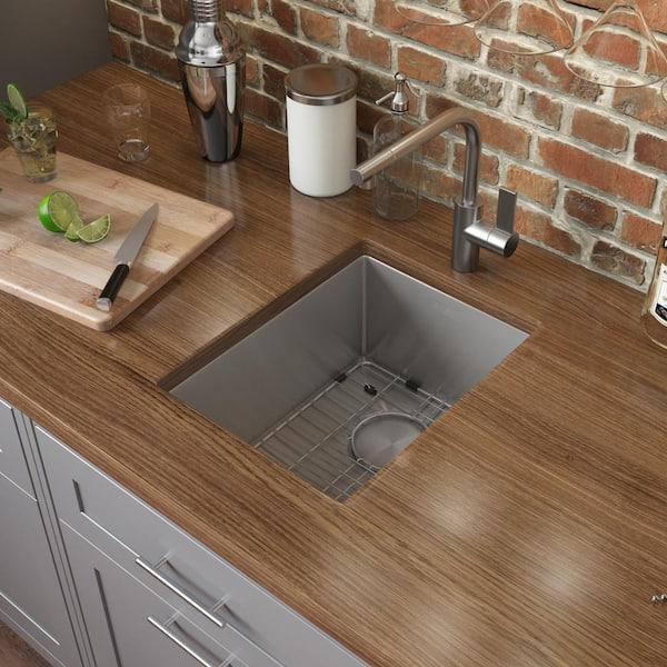 Gravena 14 in. Undermount SIngle Bowl 16-Gauge Stainless Steel Bar Prep Kitchen Sink with Rounded Corners