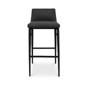 Spencer, 29.5 in. Metal Bar Stool Contemporary Polyester Upholstery with Sleek Steel Legs, Charcoal Grey