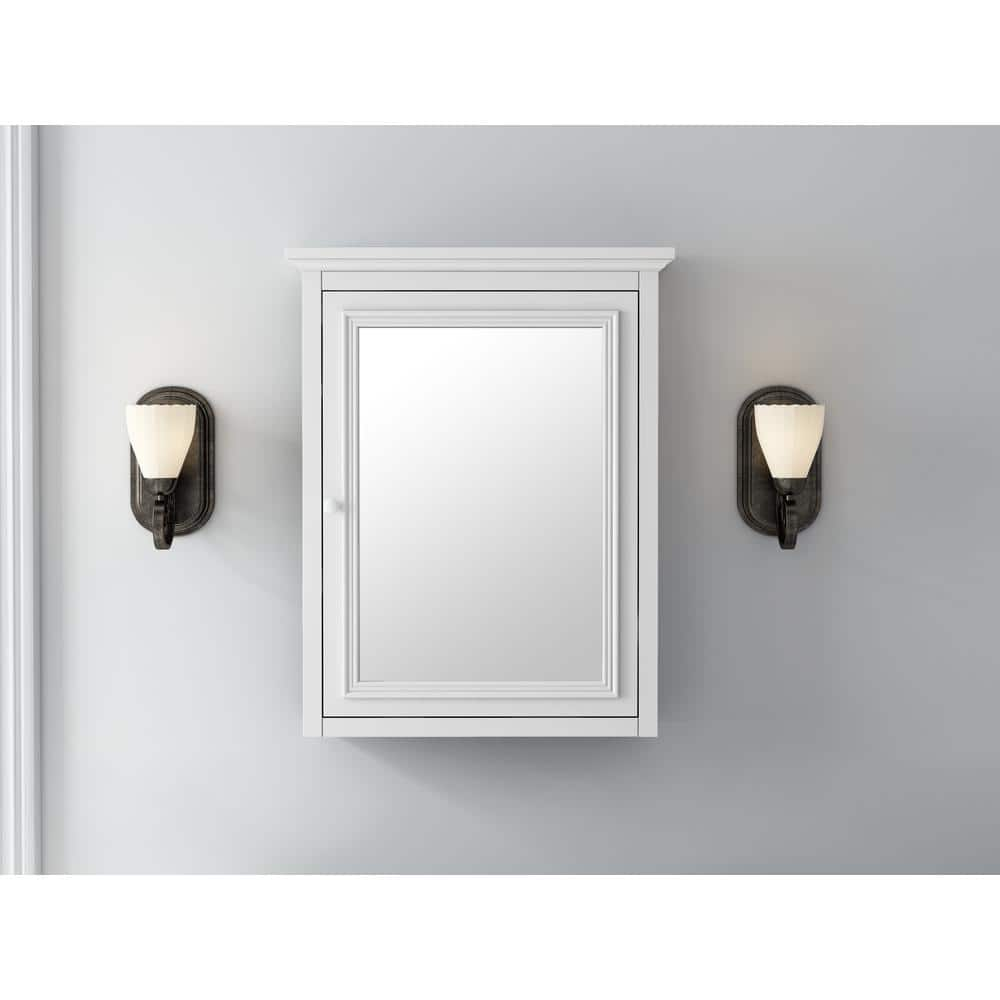 Home Decorators Collection Fremont 24 in. W x 30 in. H Framed Rectangular Bathroom Vanity Mirror in White