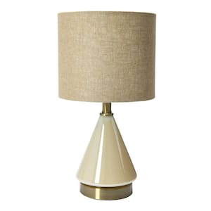 20 in. Cream and Gold Glass Table Lamp with Cream Linen Shade