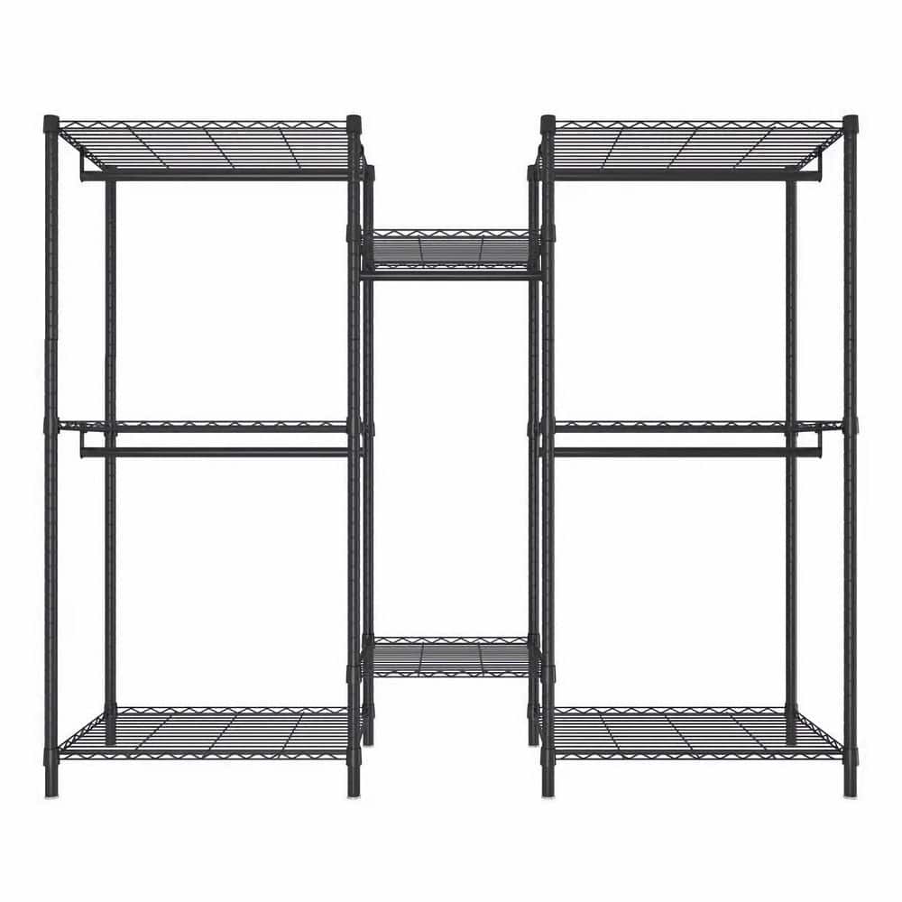 74 in. W x 74 in. H Wire Portable Wardrobe Metal Clothes Rack with 8 Adjustable Wire Shelves and 5 Clothes Rails, Black price history on PriceWatchPro
