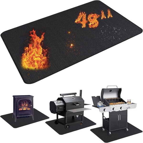 48 in. x 36 in. Grill Mat for Outdoor Grill, Fire Pit, Indoor Fireplace, BBQ Protector for Deck and Patio, Black(1-Pack)