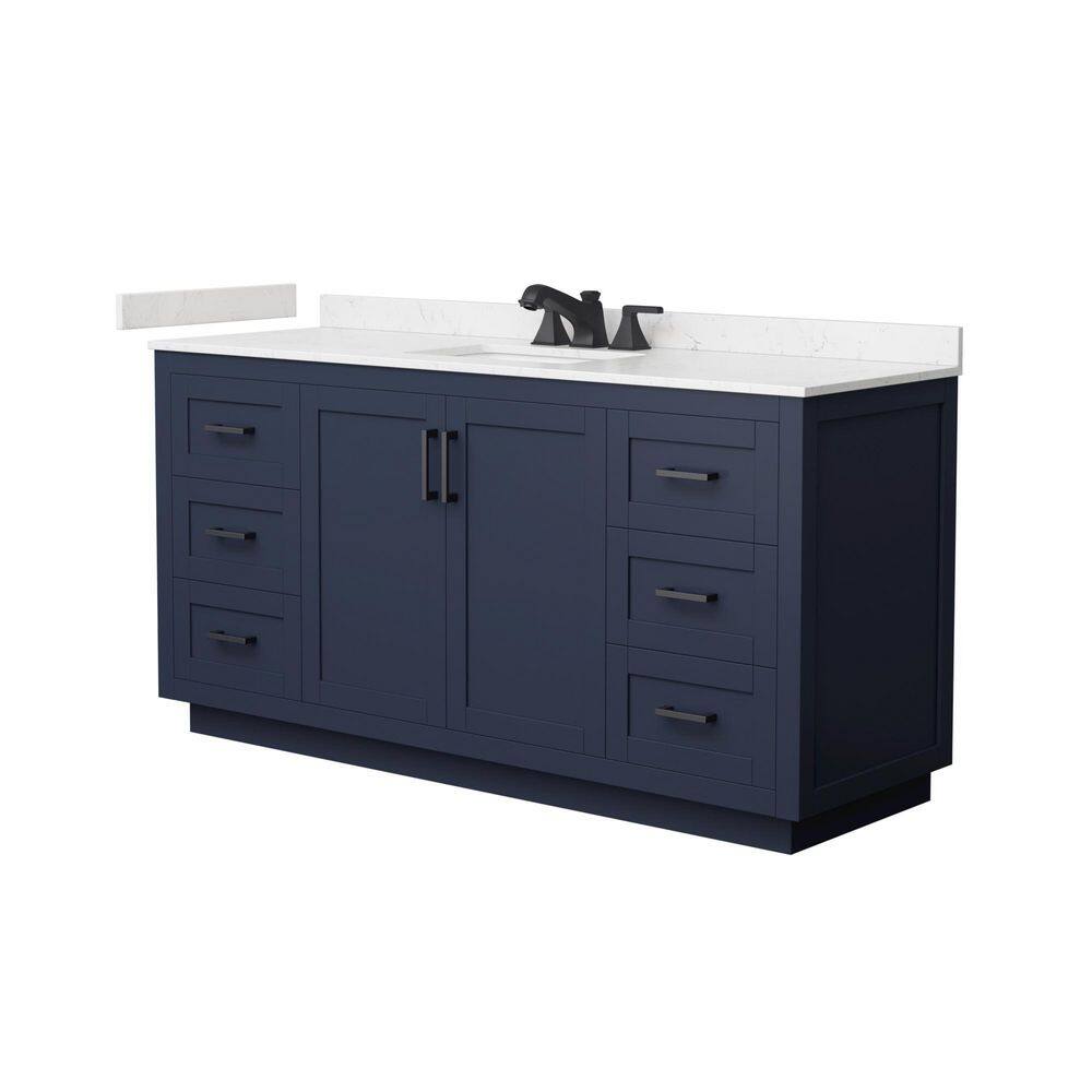 Miranda 66 in. Single Freestanding Dark Blue Bath Vanity with Carrara Cultured Marble Top Assembled price history on PriceWatchPro