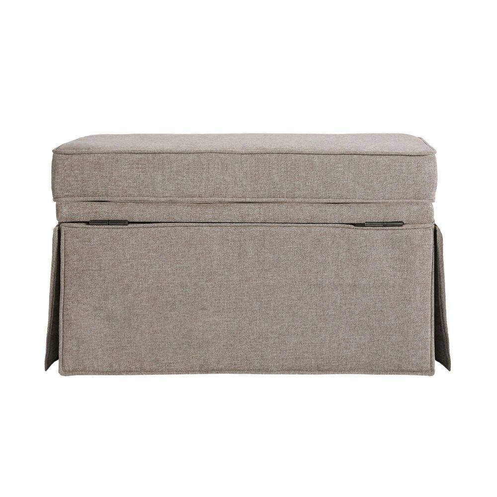 Light Brown Chenille Rectangle Storage Ottoman