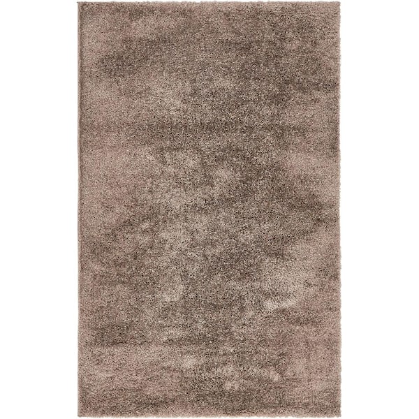 Unique Loom Studio Solid Shag Brown 5' 0 x 8' 0 Area Rug