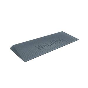 TRANSITIONS 14 in. L x 40 in. W x 1.5 in. H Angled Entry Door Threshold Welcome Mat, Grey, Rubber