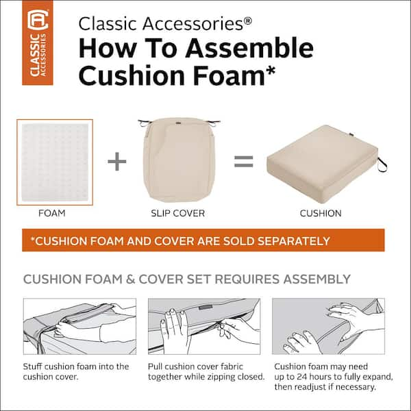 Classic Accessories 17 In W X 17 In D X 3 In Thick Square Outdoor Seat Foam Cushion Insert 61 007 010907 Rt The Home Depot