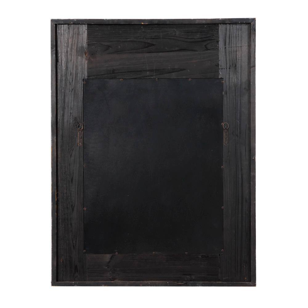 Scalloped 33" x 43" Brown and Cream Rustic Wooden Wall Mirror