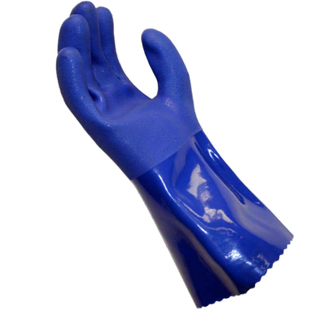 Strong Waterproof PVC Coated Long Gaunlet Gloves Chemical Protection Oil Grease 