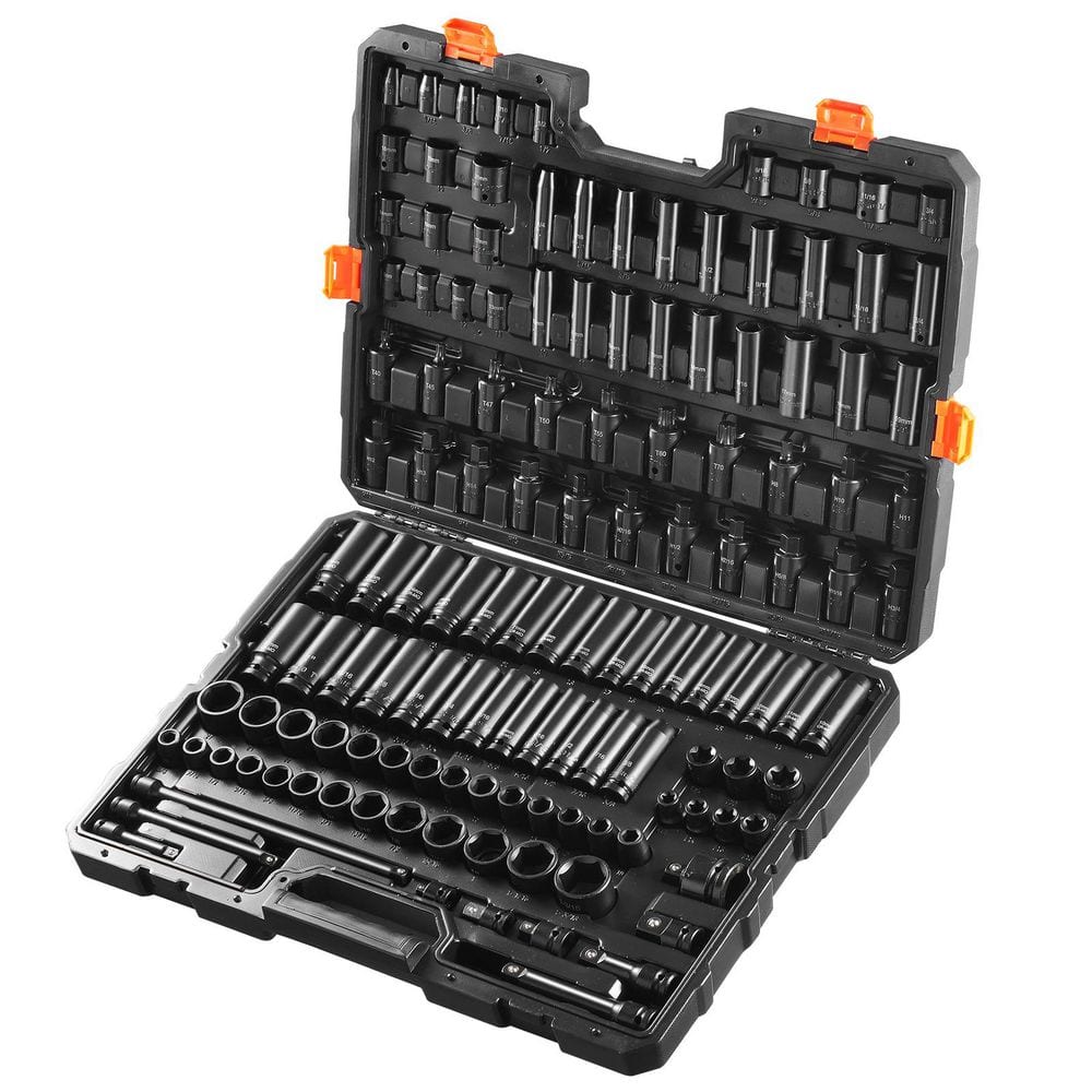 Impact Socket Set 130-Piece 3/8 in. and 1/2 in.-SAE and Metric Drive Socket Set-6 Point Cr-Mo Alloy Steel price history on PriceWatchPro
