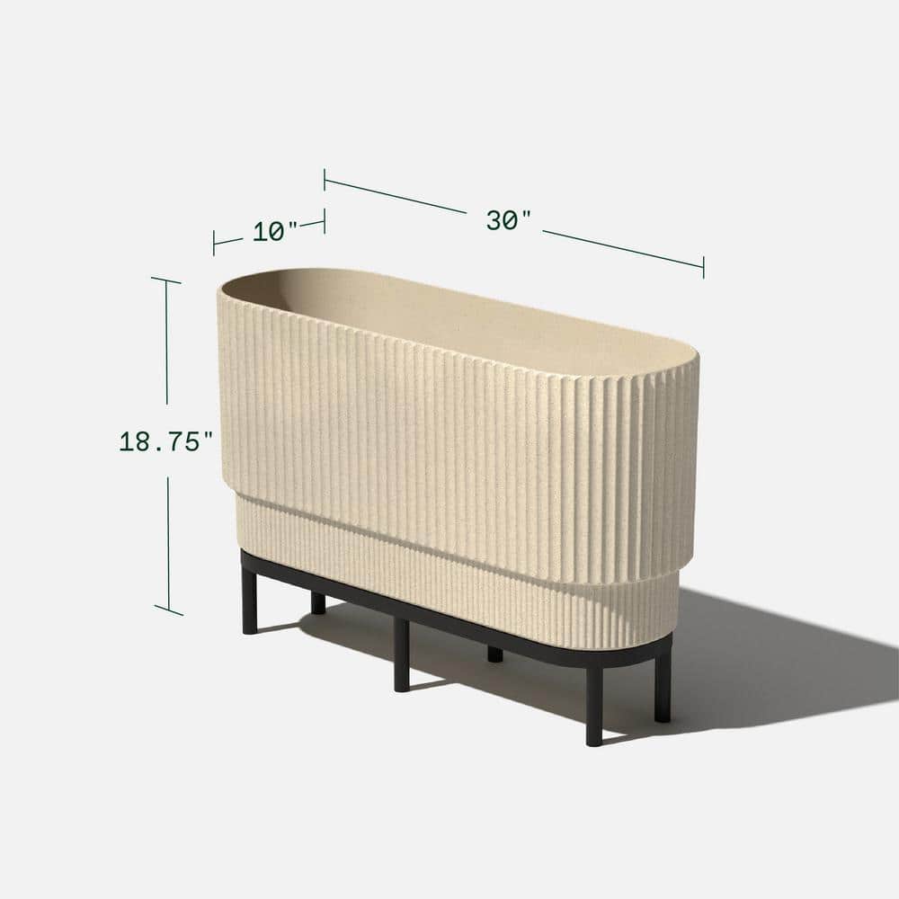 Sandstone and Black 30" Raised Planter with Acacia Wood Stand