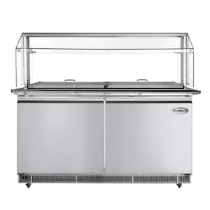 60 in. Cold Food Table Refrigerator with Sneeze Guard and Buffet Tray Slide in Stainless-Steel