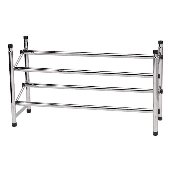 Household Essentials 14.24 in. 12-Pair Expandable Shoe Organizer with Chrome