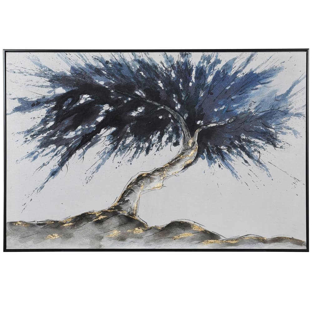 StyleCraft Whimsical Tree Acrylic Hand Painted Canvas Wall Art Black  Frame Framed Nature Art Print 31.5 in. x 47.2 in. WI34145DS The Home Depot