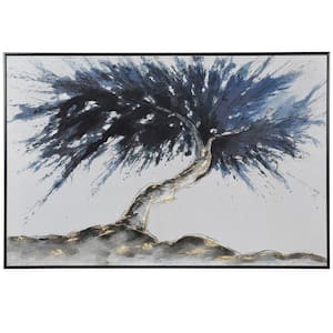 Whimsical Tree - Acrylic Hand Painted Canvas Wall Art - Black Frame Framed Nature Art Print 31.5 in. x 47.2 in.