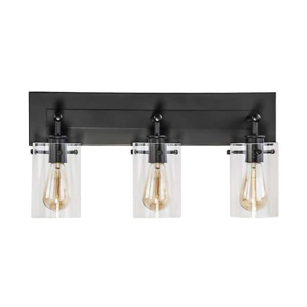Regan 21 in. 3-Light Espresso Bronze Vanity Light with Clear Glass Shades