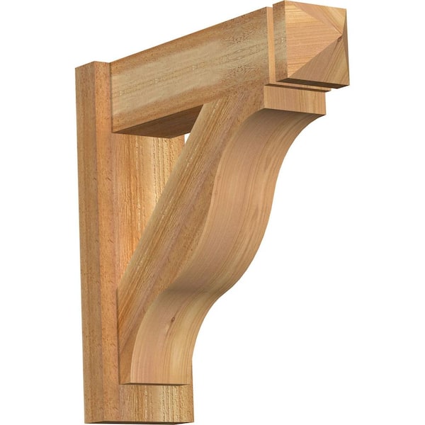 Ekena Millwork 6 in. x 20 in. x 20 in. Western Red Cedar Fuston Arts and Crafts Rough Sawn Outlooker