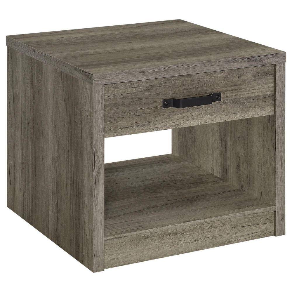 Benjara 23.5 in. Gray Rectangle Wood End Table with 1Drawer and Shelf