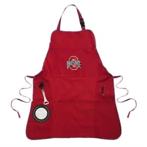 Ohio State University NCAA 24 in. x 31 in. Cotton Canvas 5-Pocket Grilling Apron with Bottle Holder