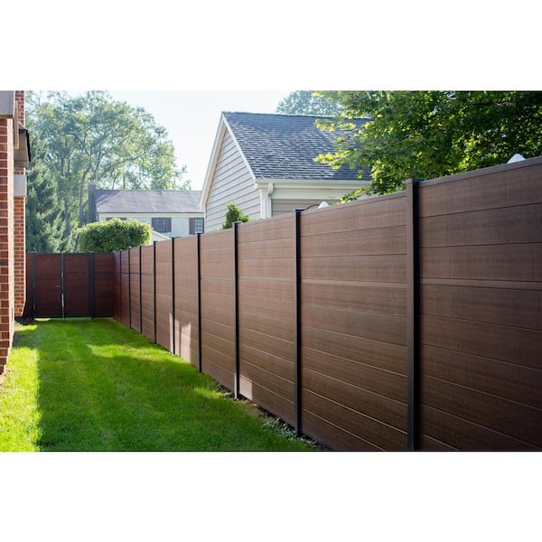 Composite, 6 ft. H x 6 ft. W x 1 in. Thick Mahogany Composite Tongue and Groove Horizontal Fence Panel