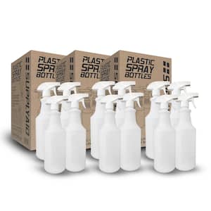 32 oz. All-Purpose Leak-Proof Plastic Spray Bottles with Adjustable No-Leak, Non-Clogging Nozzle (12-Pack Bundle)