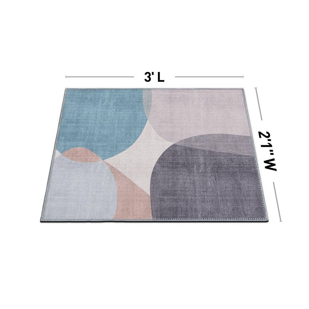 Contemporary Multicolor Geometric Flat Woven Washable Area Rug
