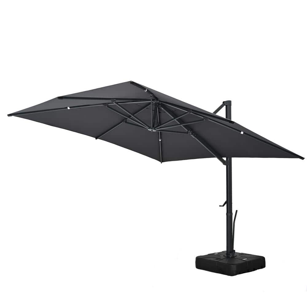 HAPPATIO 10 ft. Aluminum Cantilever Tilt Patio Umbrella in Dark Gray