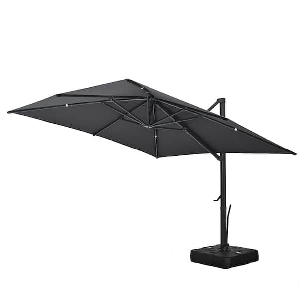 EGEIROSLIFE 10 ft. Aluminum Cantilever Tilt Patio Umbrella in Dark Gray