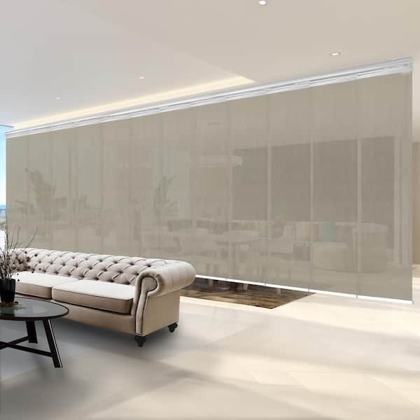EMOH Soot 140 in. to 260 in. W x 94 in. L Adjustable 12 to Panel Satin Nickel Double Rail Panel Track with 23.5 in. Slates