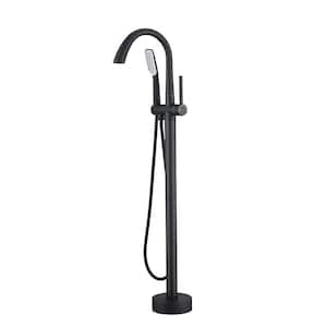 Single-Handle Claw Foot Freestanding Tub Faucet with Hand Shower in. Matte Black Waterfall Tub Filler Bathtub Faucet
