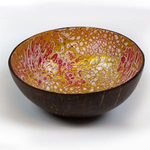 Tortoiseshell Red Coconut Bowl, 3.5" x 3.5"