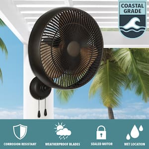 Henton 18 in. 3 Speed Oscillating High Velocity Flat Bronze Indoor/Outdoor Wall Mount Fan