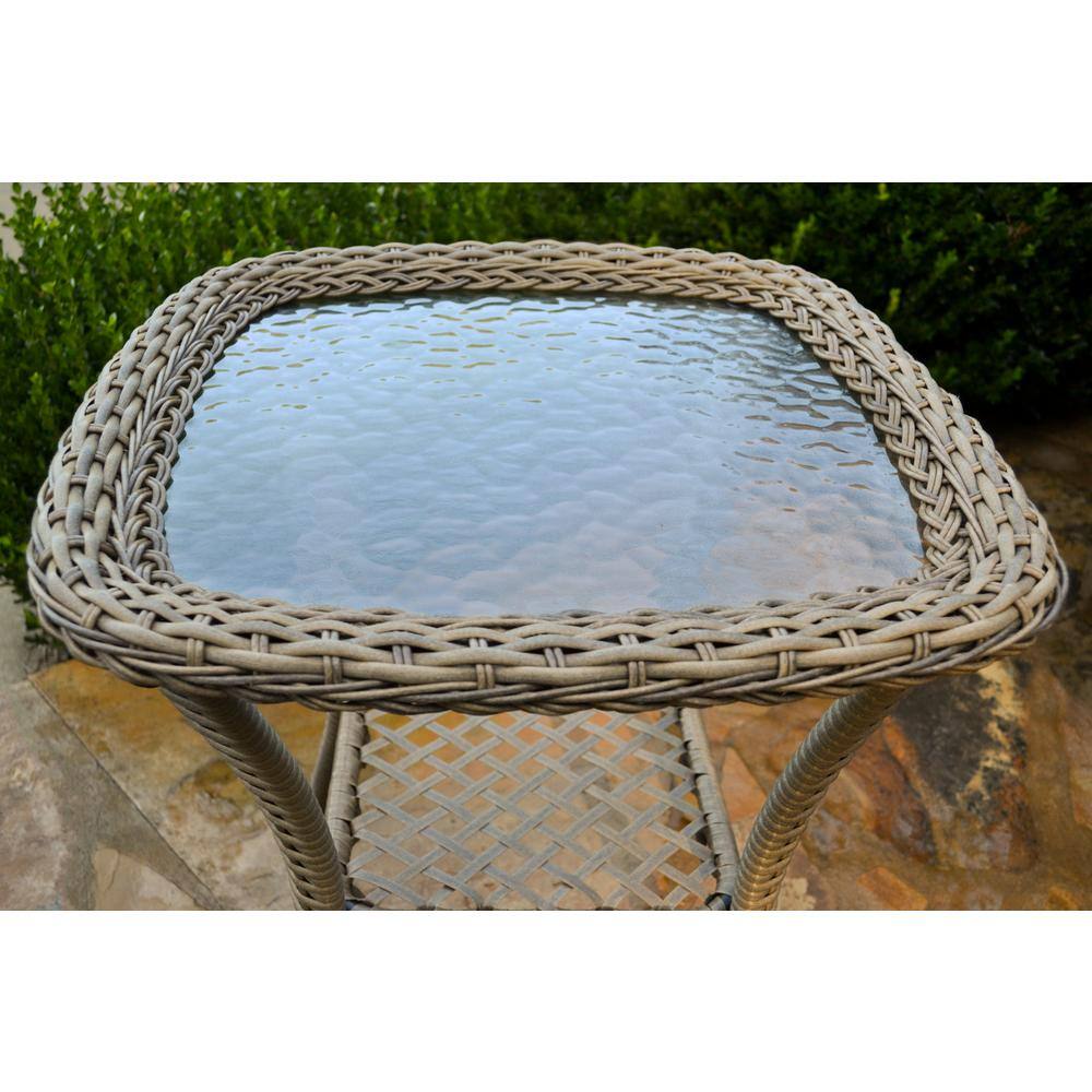 Rio Vista Sandstone Wicker and Glass Side Table