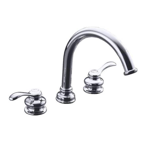 KOHLER Fairfax Deck-Mount Bath Faucet Trim, Lever Handles & 8-7/8 in. Non-Diverter Spout - Polished Chrome (Valve Not Included)