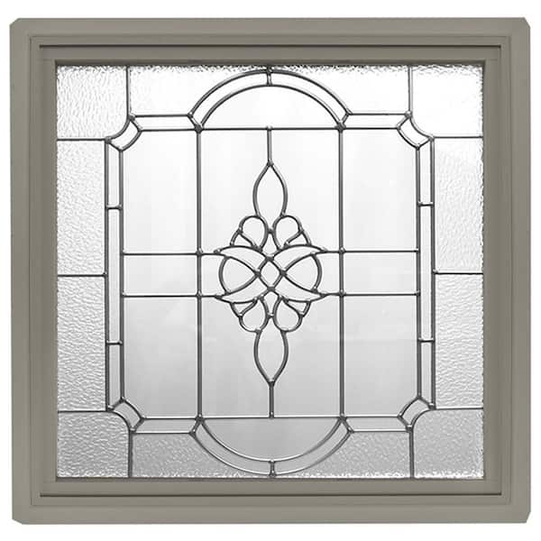 Hy-Lite 23.5 in. x 23.5 in. Driftwood Victorian PE Nickel Caming Replacement Vinyl Frame Fixed Picture Window